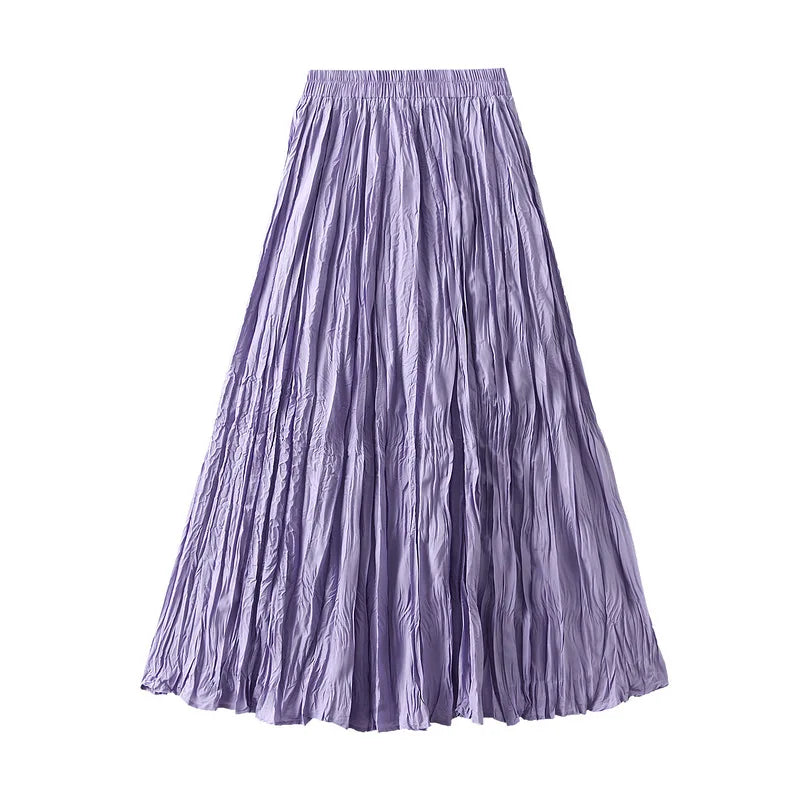 Pleated A-line Midi Skirt