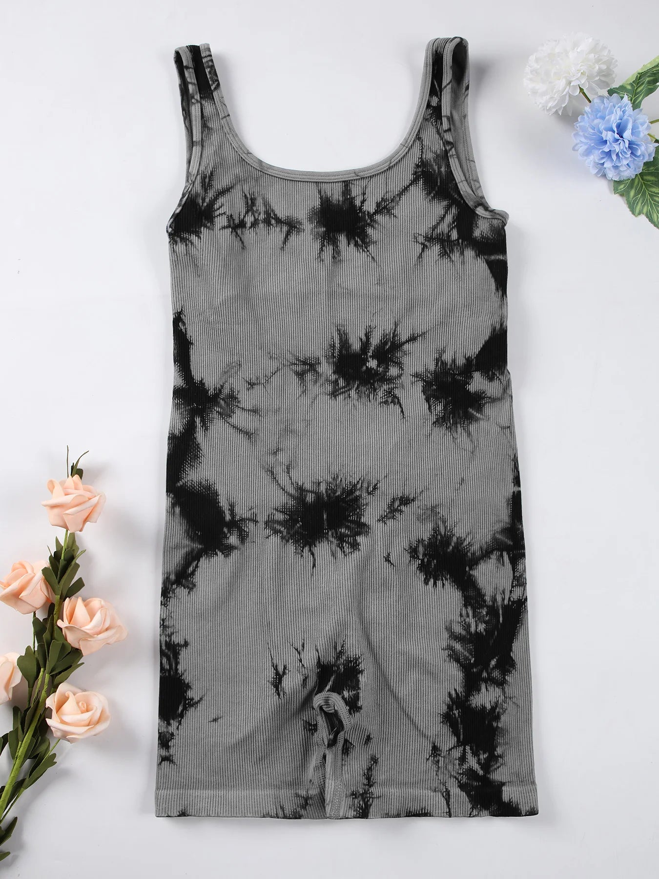 1PCS Backless Suit U Neck Sports Solid Colour