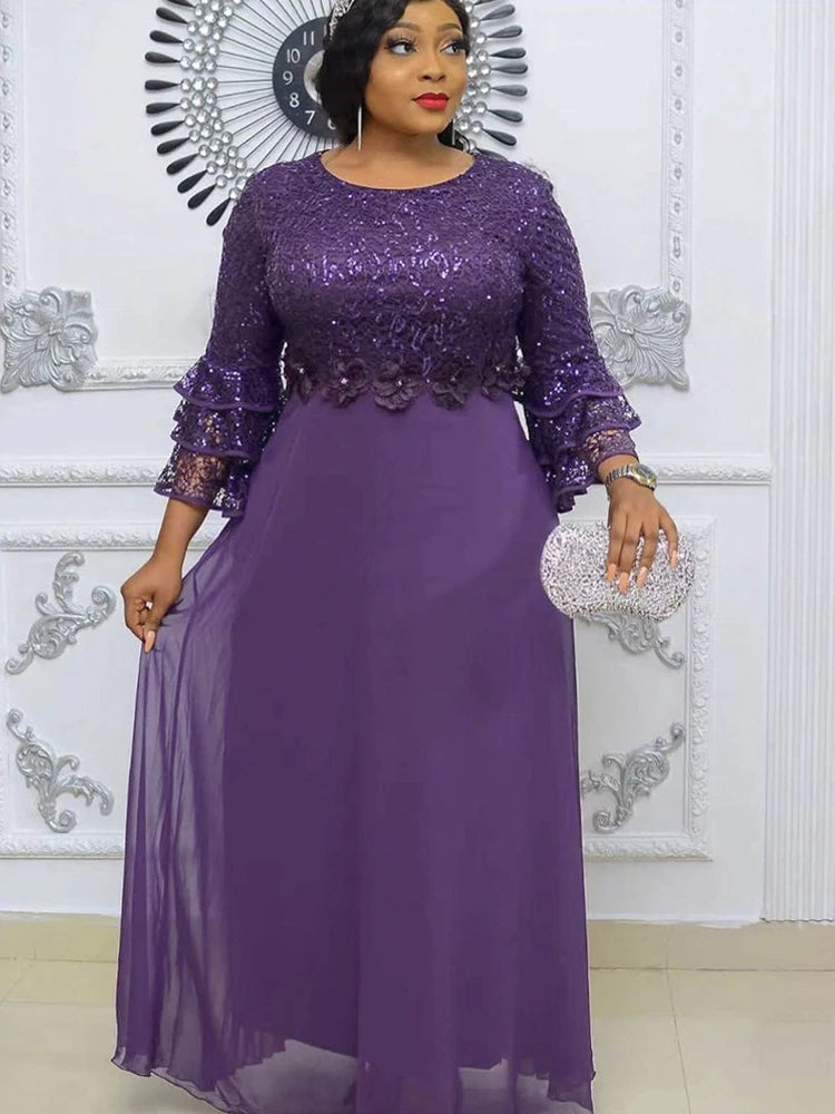 Evening Dresses Luxury Sequin Chiffon Long Dress