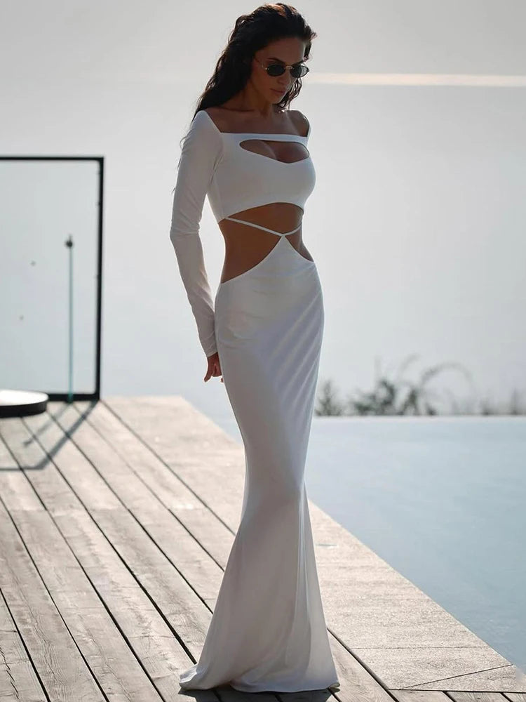 Waistless Sexy Dress  Full Sleeve Skinny Stretch