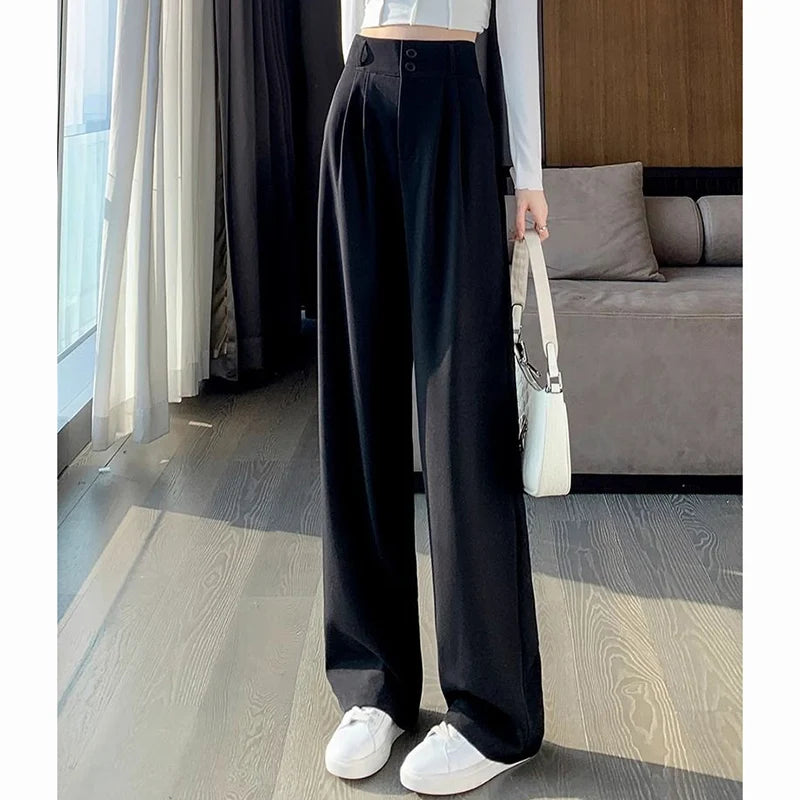 High Waisted  Straight Leg Suit Trousers