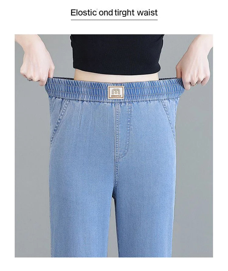 Tencel Jeans Wide Leg Pants Lightweight Stretch