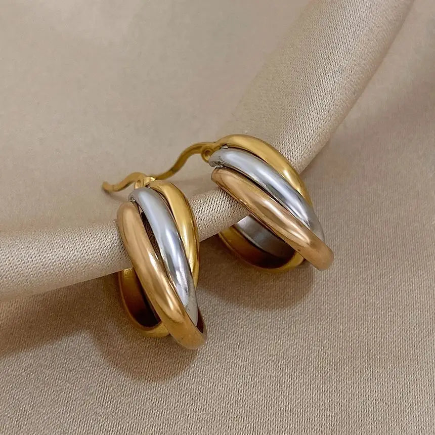 Trendy Stainless Steel U-shaped Twisted Hoop Earrings