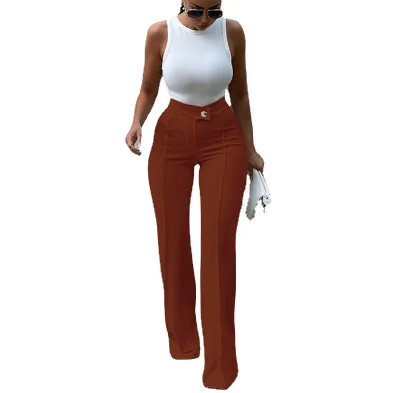 New Casual Women  Solid Color Trousers