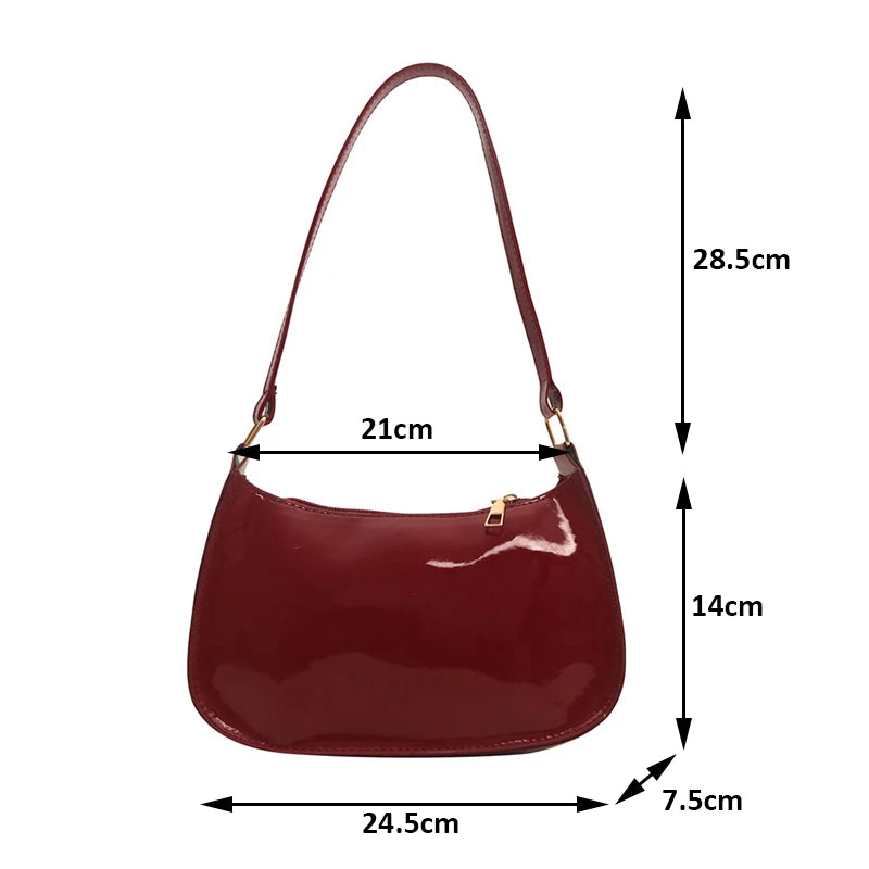 Retro Solid Color Leather Shoulder Underarm Bag