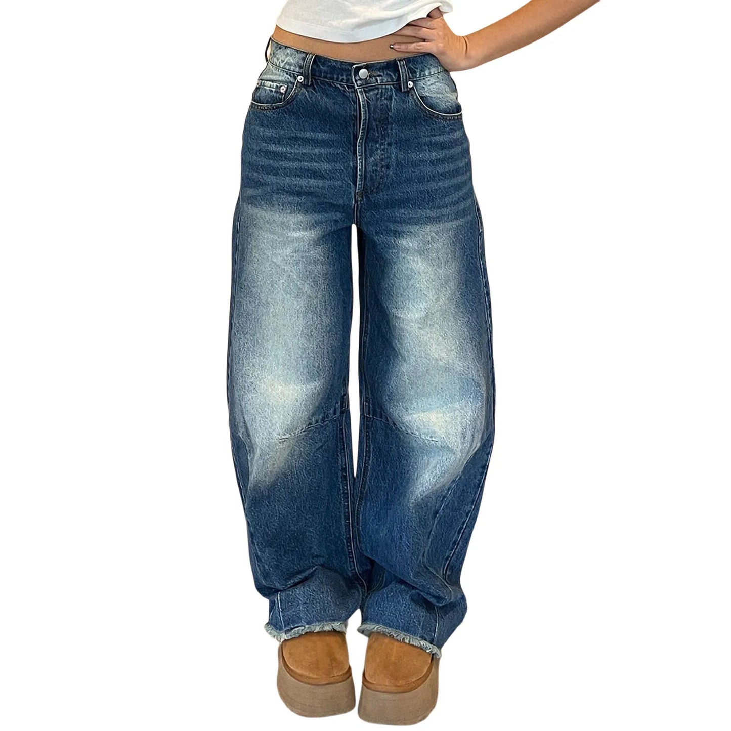 Women s Vintage High Waist Wide Leg Jeans