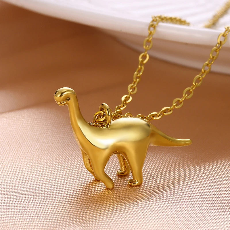 Stainless Steel Dinosaur Necklace Men Boys