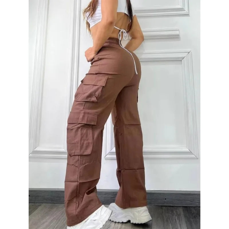 Cargo  High Waist Trousers Leg Slim