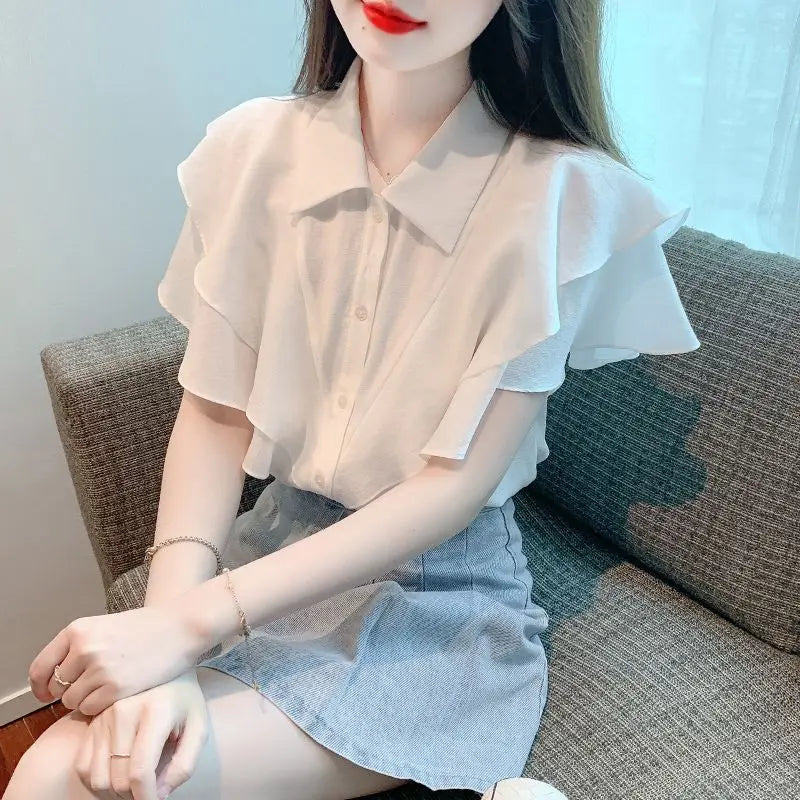 Cute Button Up Blouse White