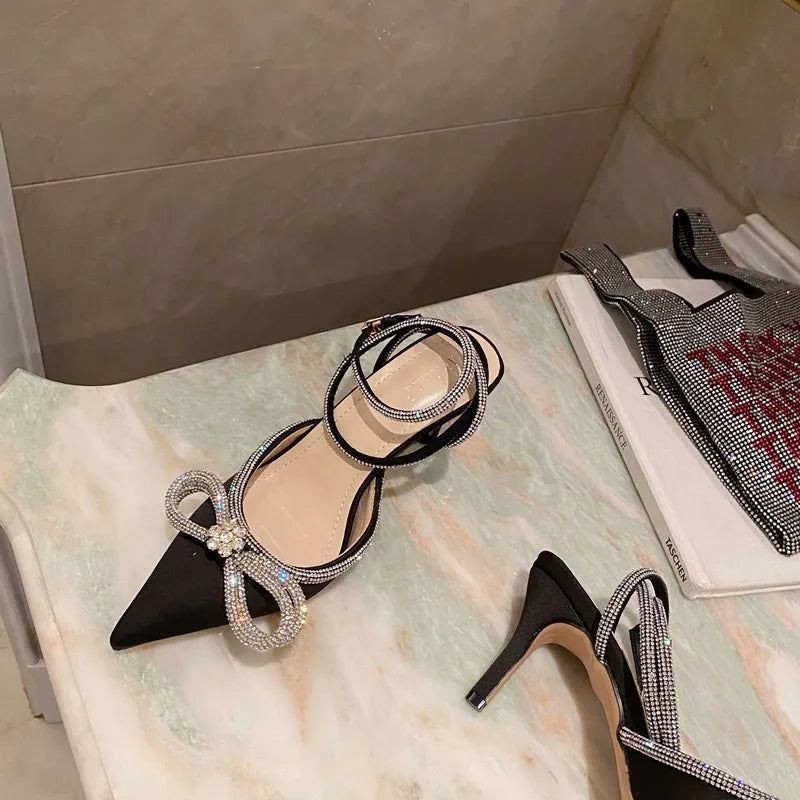 Rhinestone Pumps Crystal Bowknot Sandals Shoes