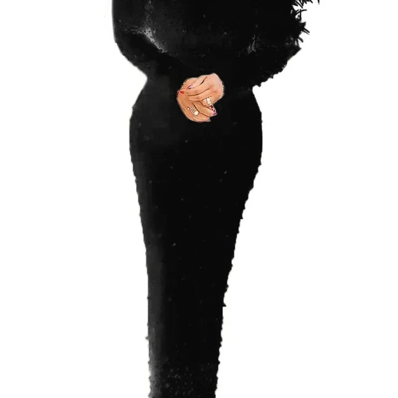 Feather Party Night Dresses High Waist