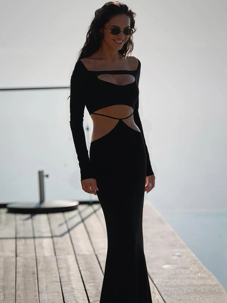 Waistless Sexy Dress  Full Sleeve Skinny Stretch