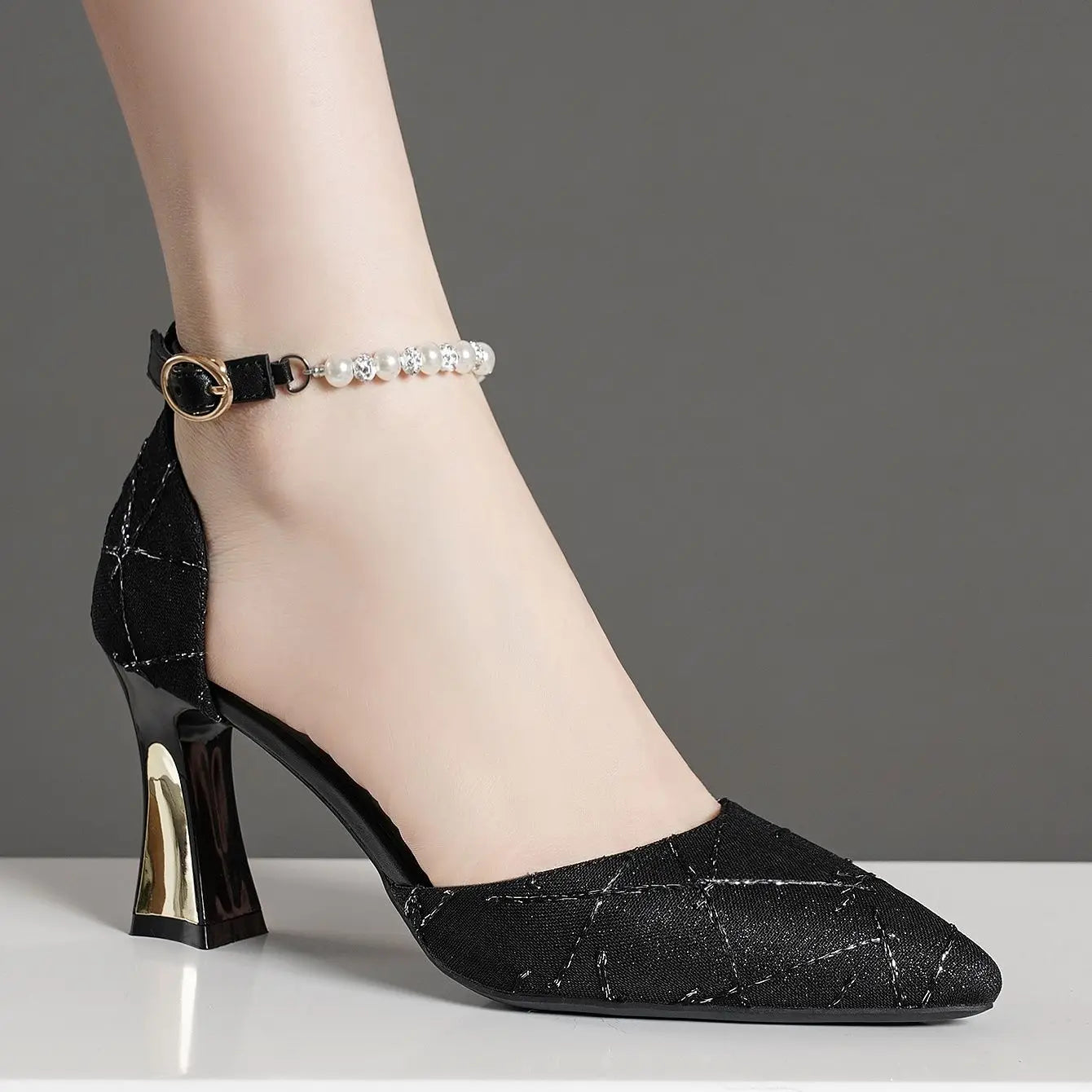Beads Pumps Pointed Tip Women's High Heels