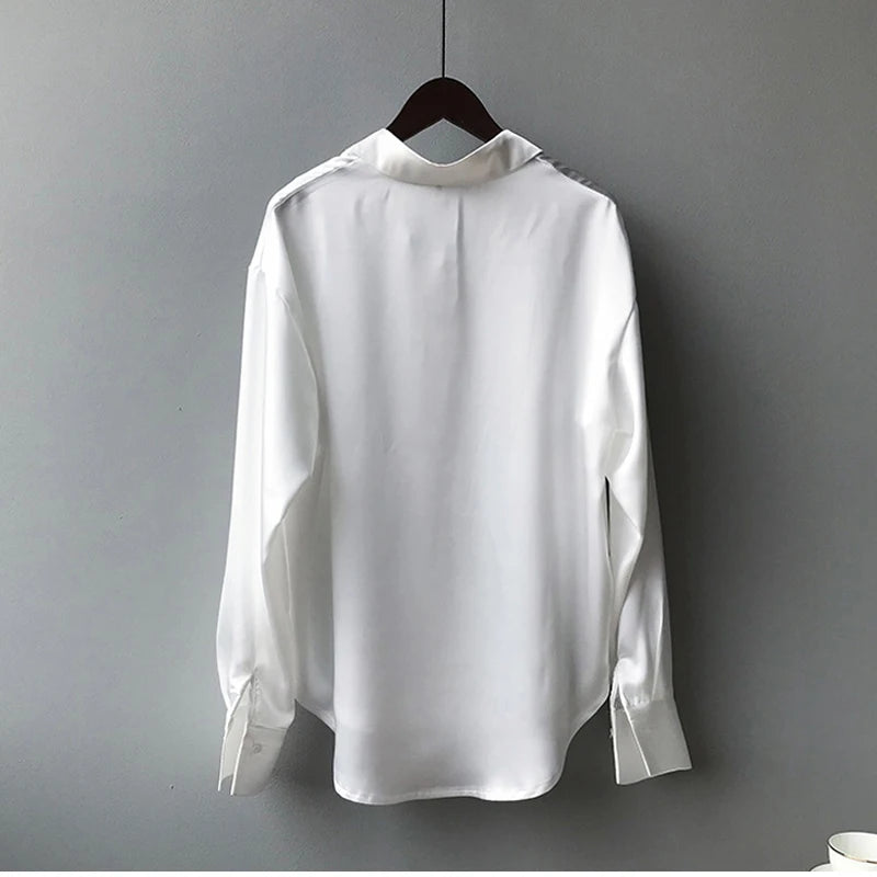 Satin Silk Shirt Long Sleeves Female Shirts