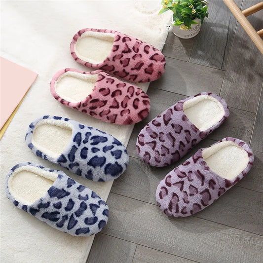 Indoor  Women/ Men Fur Slippers Leopard Print
