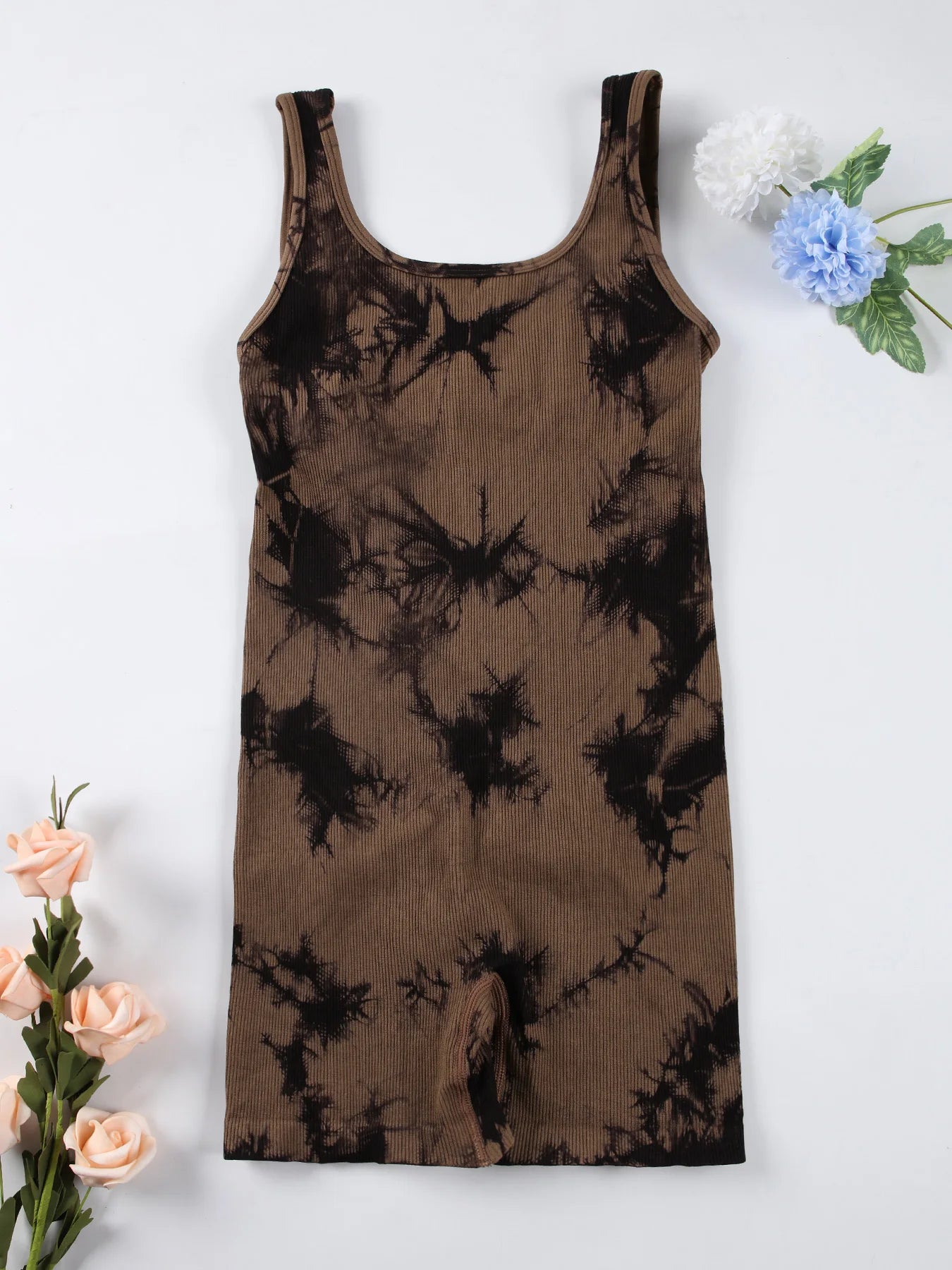 1PCS Backless Suit U Neck Sports Solid Colour