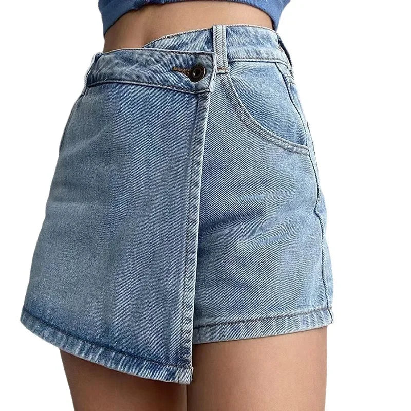 High-waisted Slimming Denim Skirt  A- line Shorts