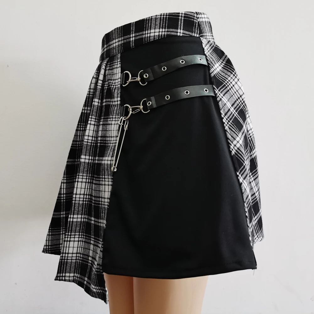 Mini High Waist Plaid Pleated Skirt