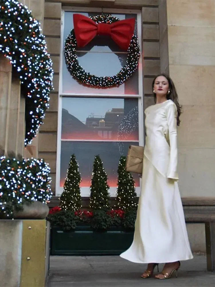 Evening Dress Backless Flare Sleeve Solid  Maxi