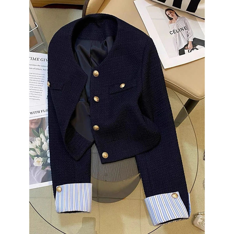 Jacket Fashion Blazer Coat Navy Blue