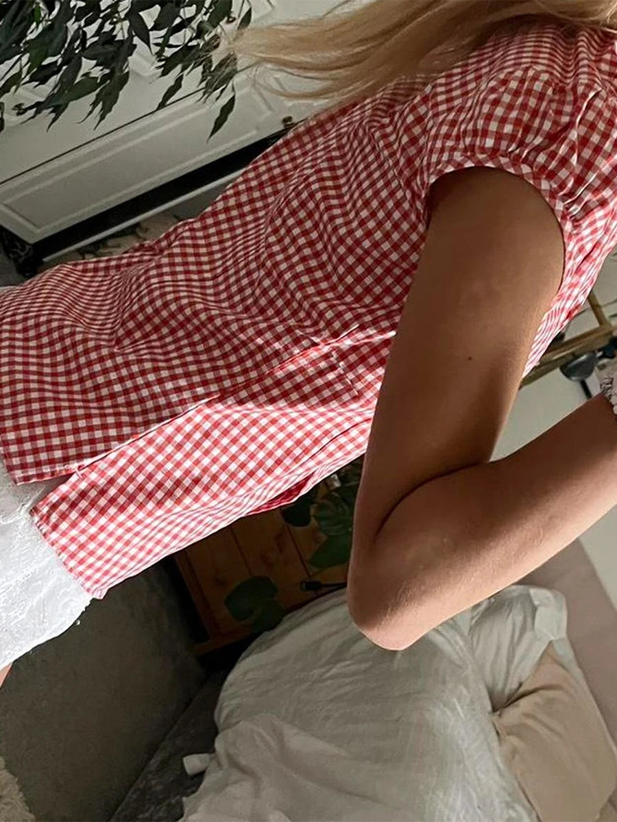 V-Neck Sleeveless Tank Top with Ruffle Hem