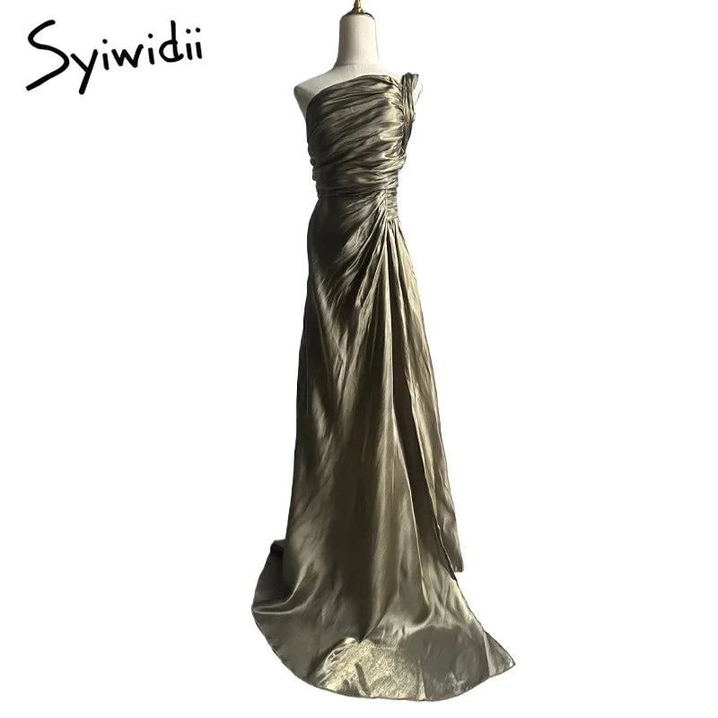 One Shoulder Evening  Slit Long Dresses