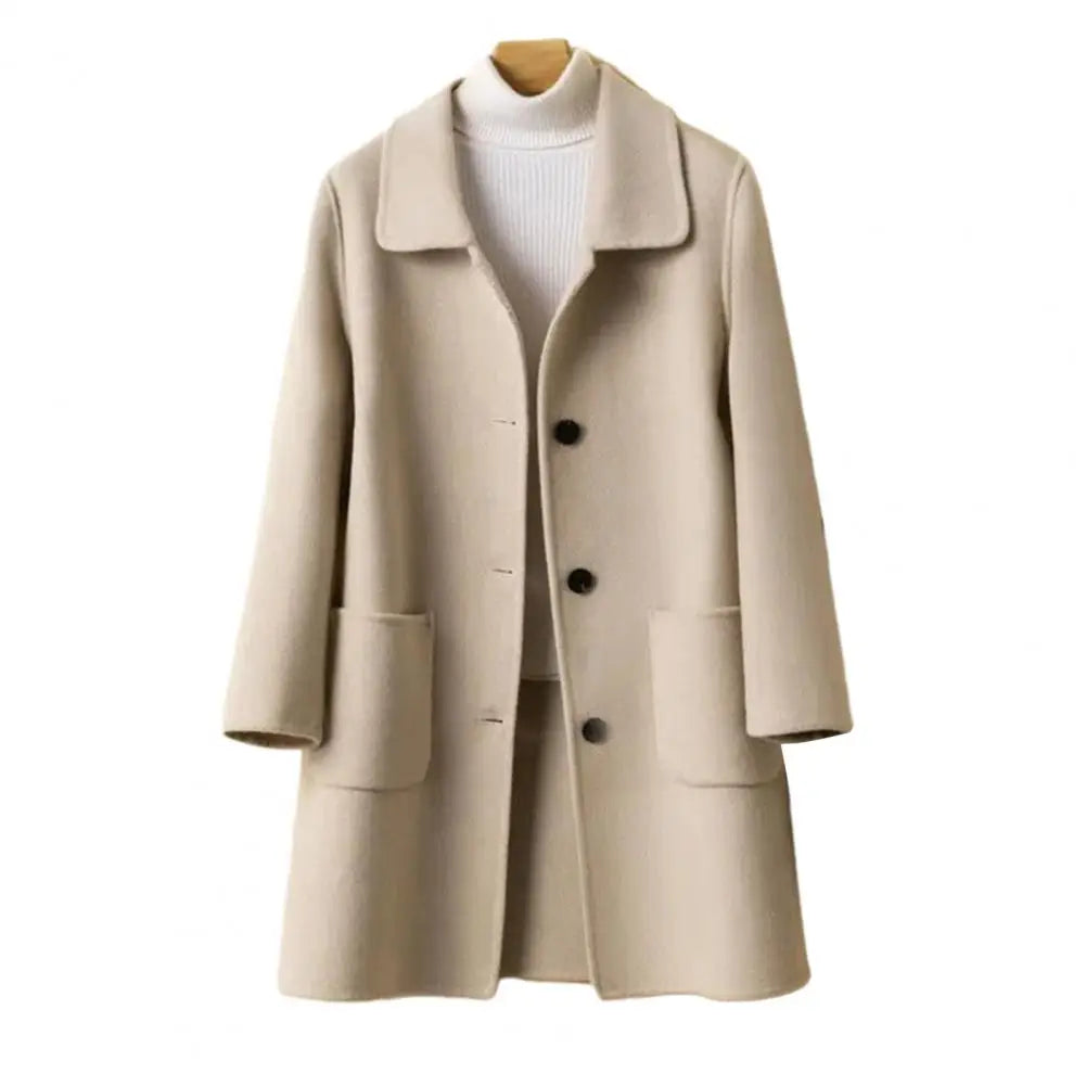 Winter Coat Single-breasted Lapel Mid Length