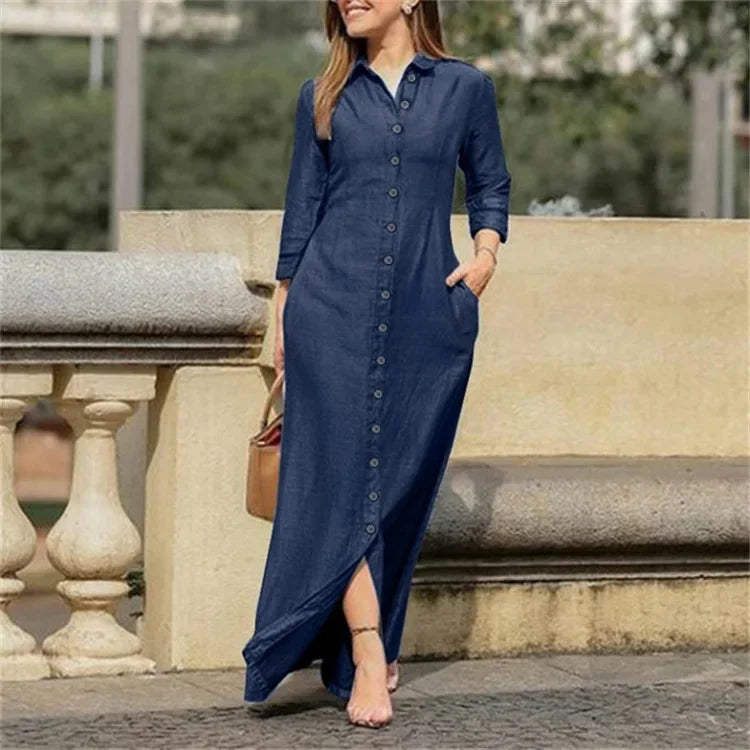Long Dress Plus Size Casual Denim Dress