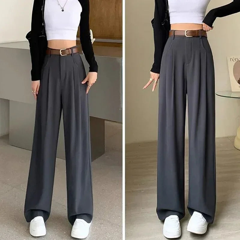 Suit Pants Breathable  High Waist Wide Leg