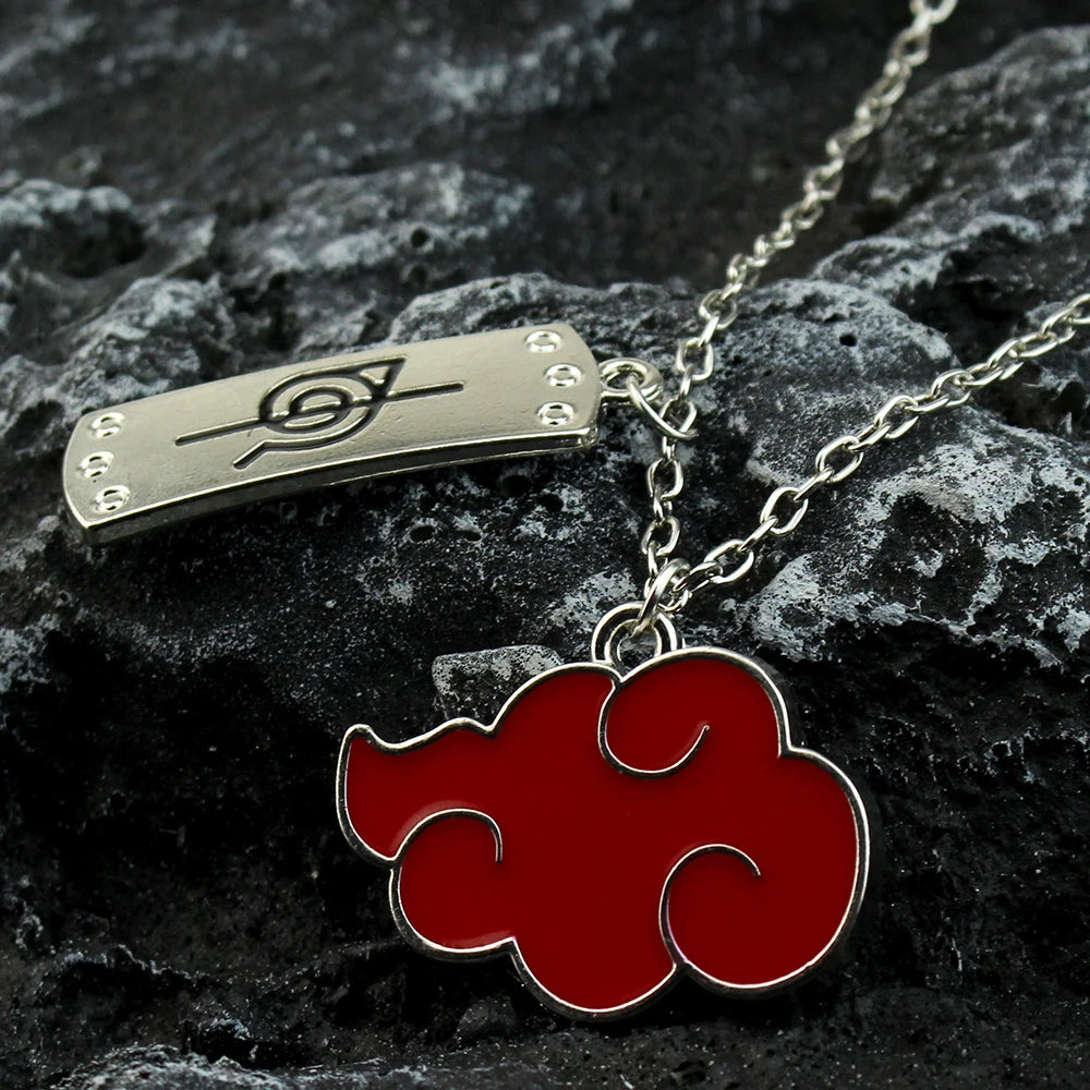Leather Necklace  Red Cloud Pendant