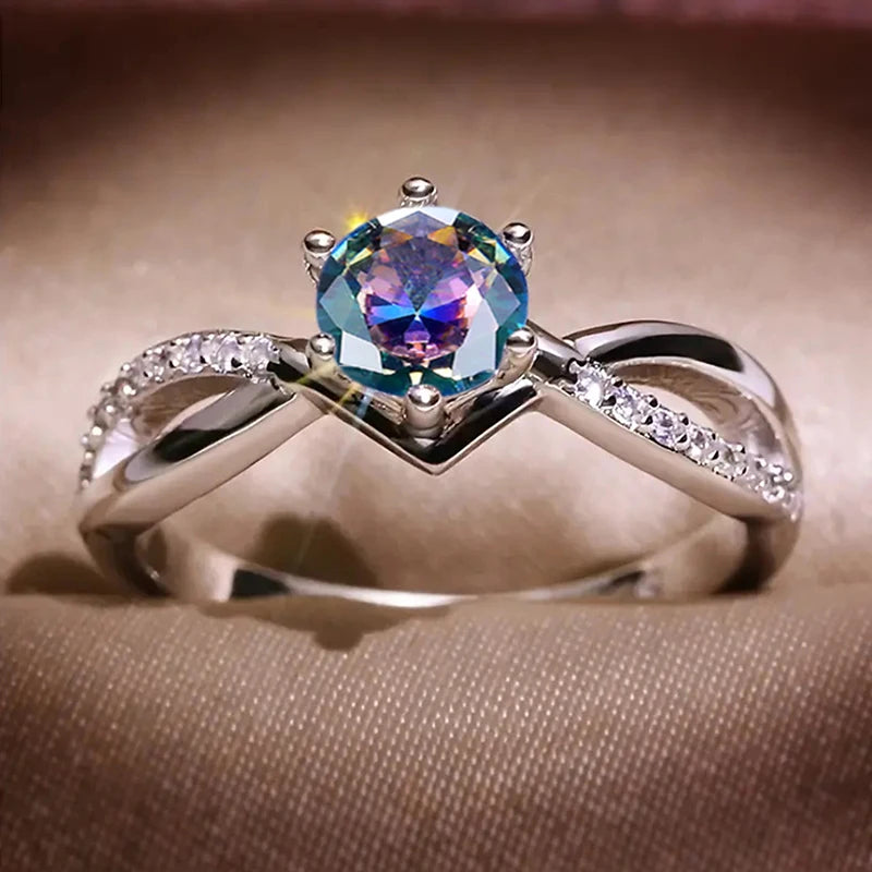 Trendy 6 Claws Zirconia Rings  Bridal Jewelry