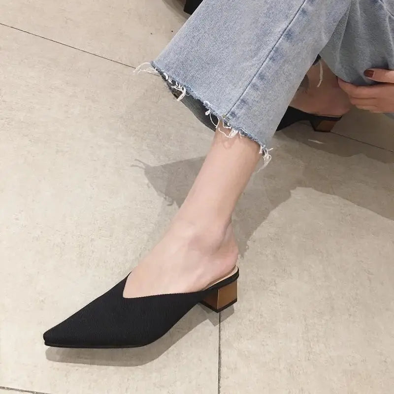 Heel Slides Pointed Toe Mules  Non Slip