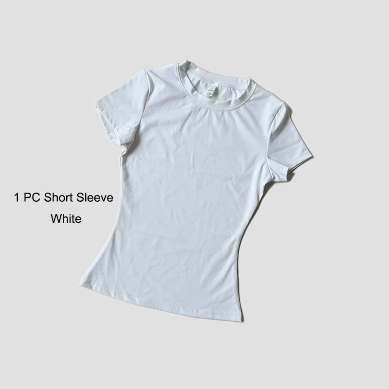 Yoga Set Seamless  Short Sleeve Crop Top