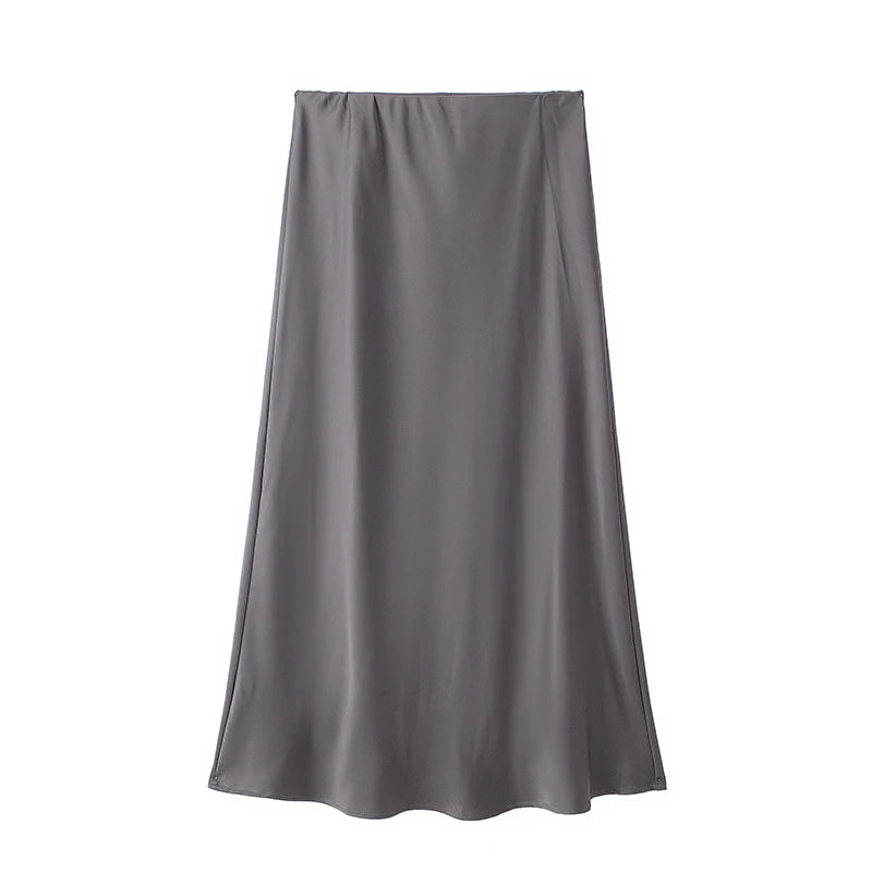 Satin Skirt  High Waist Elegant Long Skirts