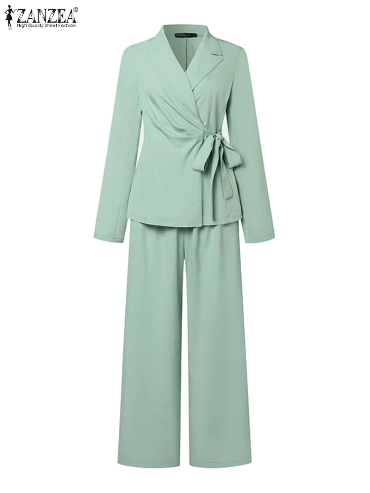 Matching Sets Solid Blazer Suits Long Sleeve