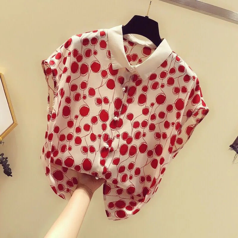 Batwing Sleeve Peter Pan Collar Polka Dot