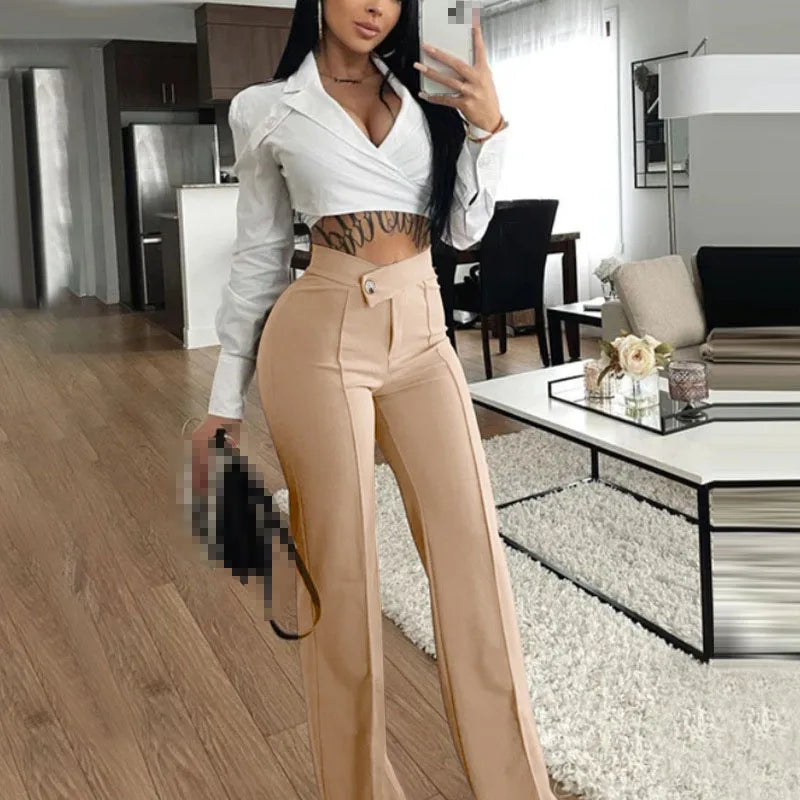 New Casual Women  Solid Color Trousers