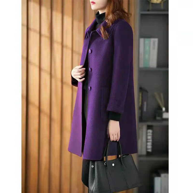 Wool Coat  Loose Mid-length Double-side