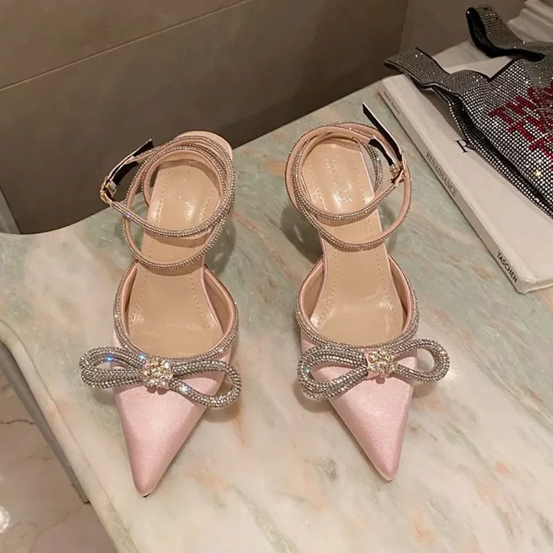 Rhinestone Pumps Crystal Bowknot Sandals Shoes