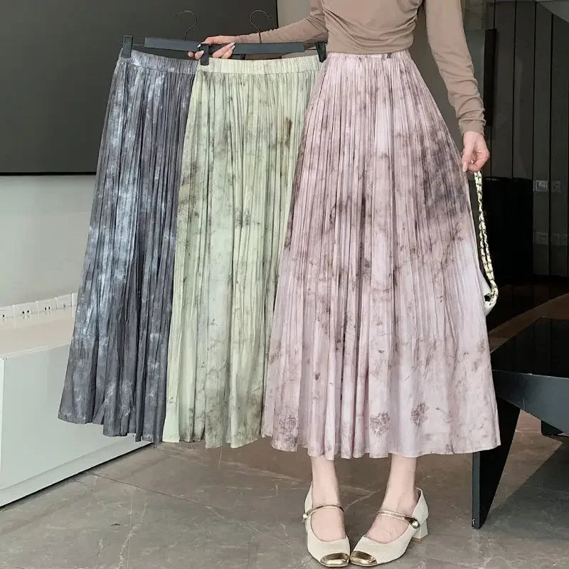 Long Pleated  Skirt High Waist  Chiffon