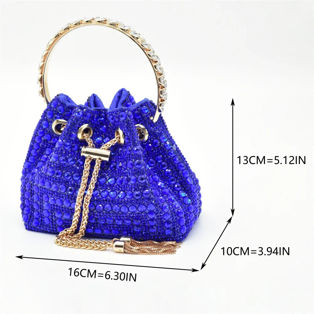 Italian Shoes with Matching Bags Decorated with Rhinestone