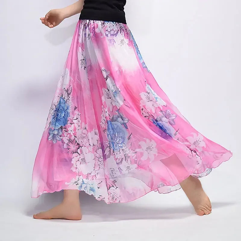 Vintage Chiffon High Waist Long Skirt