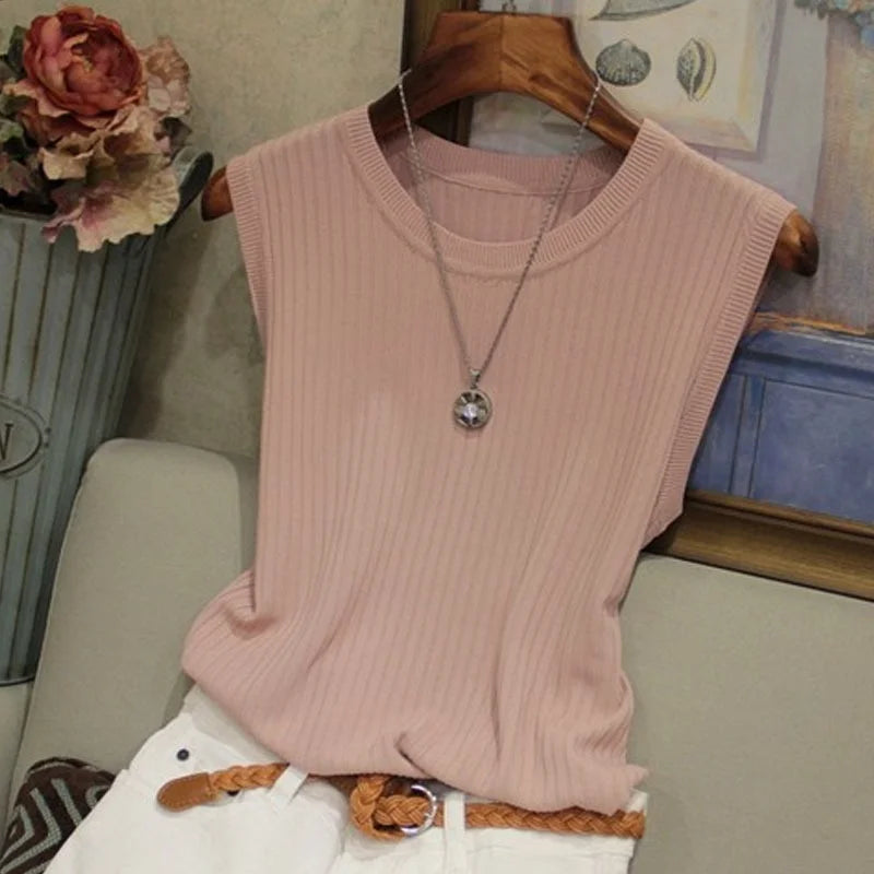 Knitted Vests O-neck Sleeveless