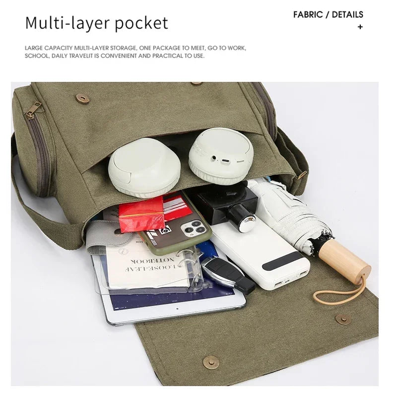 Cartoon Canvas Messenger Bag Large Capacity Tote