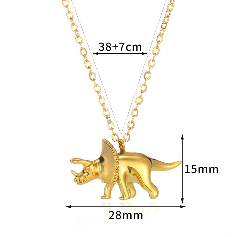 Stainless Steel Dinosaur Necklace Men Boys