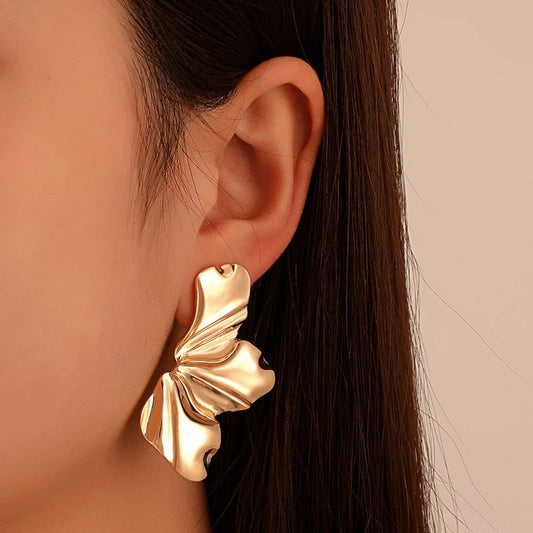 Gold Color Irregular Metal Dangle Earrings
