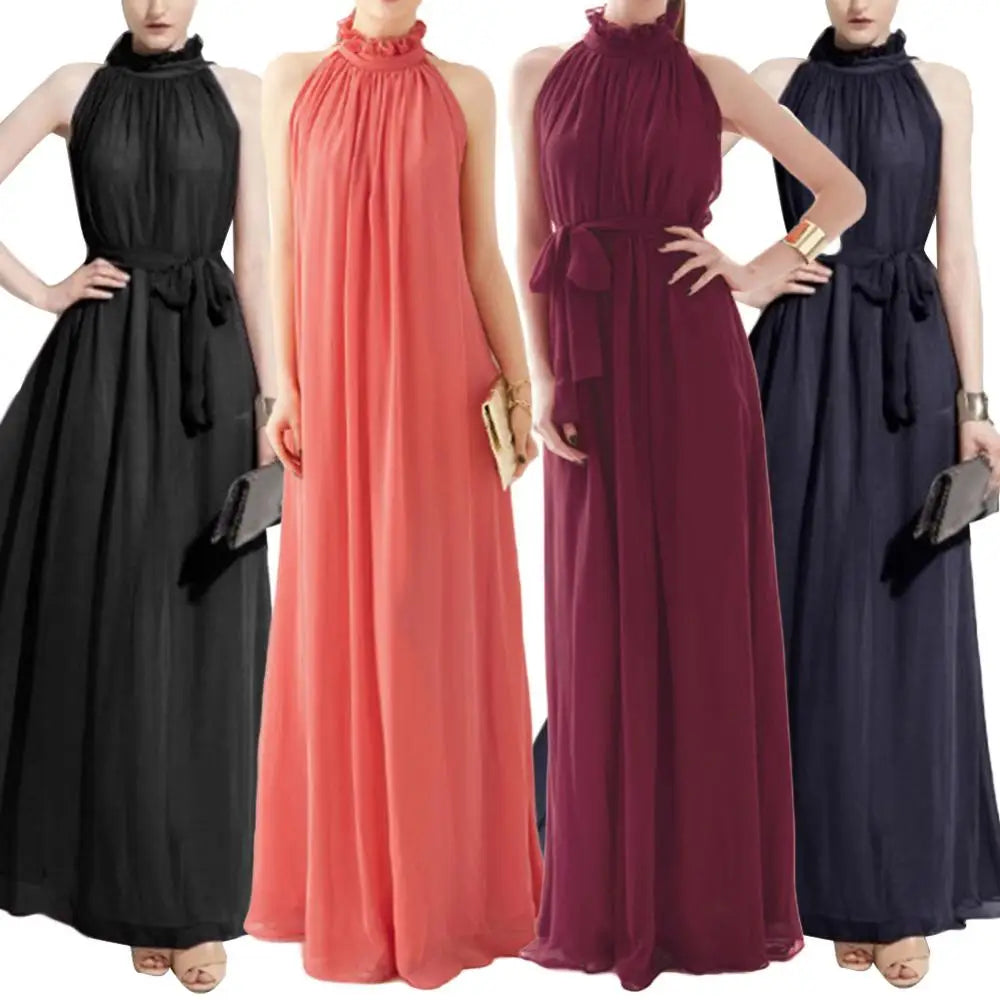 Halter Neck Lace Up Elegant Sleeveless  Sexy