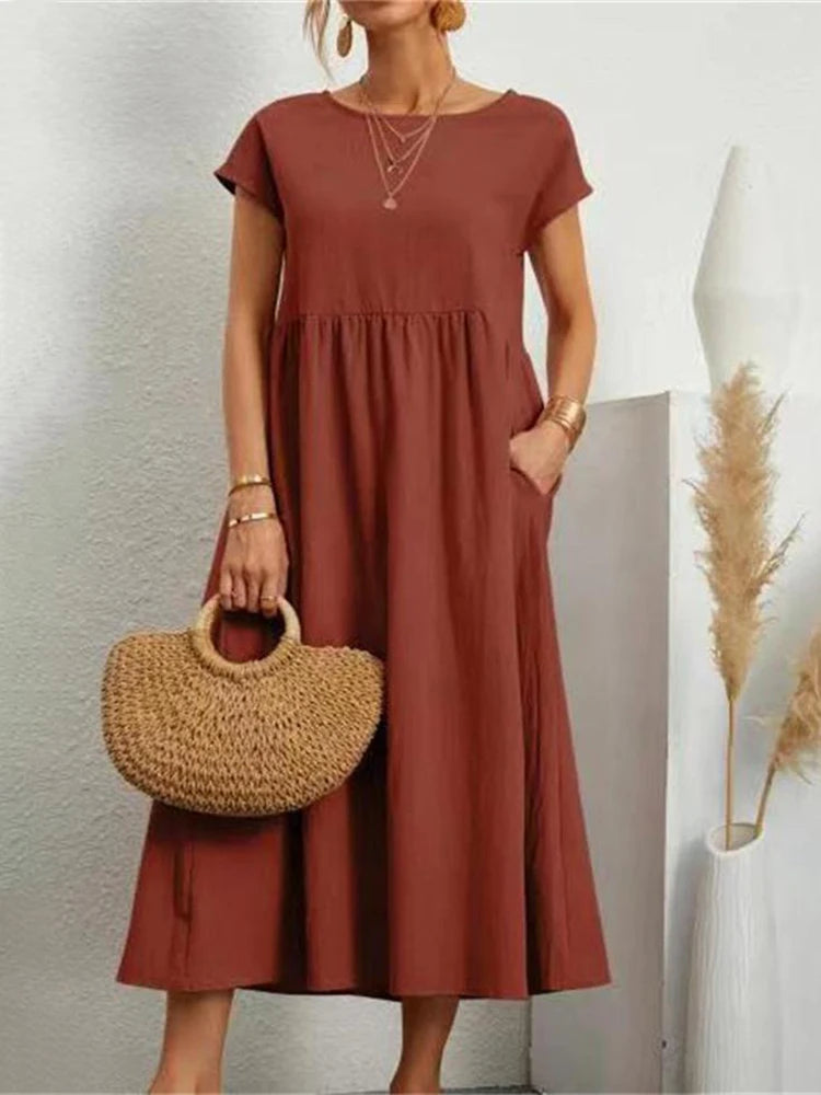 Maxi Dress Short Sleeve O Neck