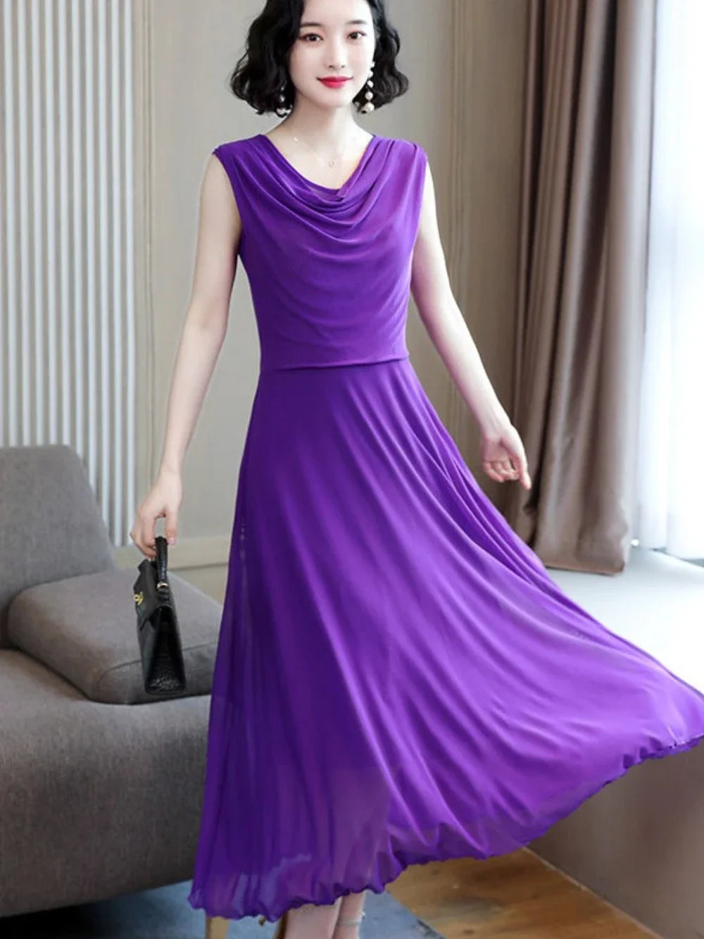 Long Dress Mesh Maxi Sleeveless