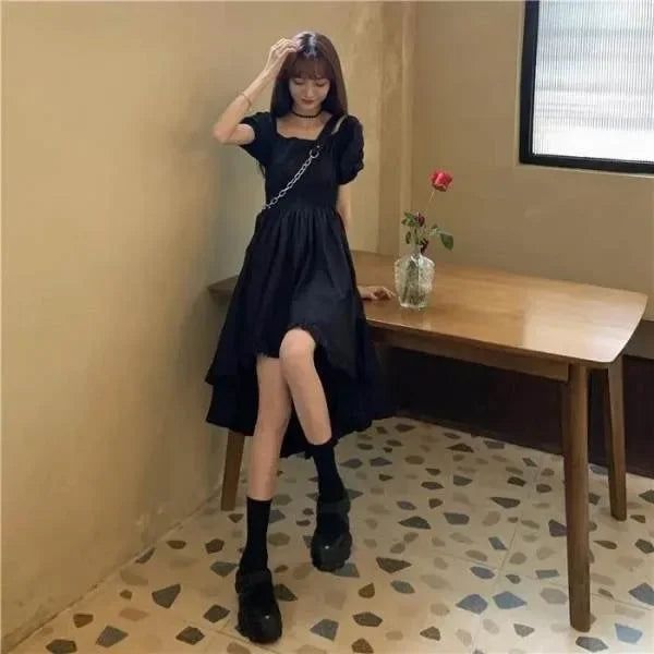 Black Dress Elegant Short Skirt Long Dress
